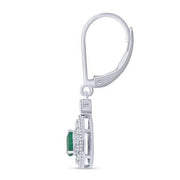10K WHITE GOLD 0.31 CTW Diamond GREEN EMARALD EARRING