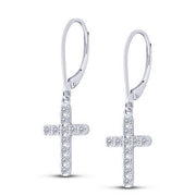 10k white gold 0.26 ctw Diamond Cross DROP Earrings