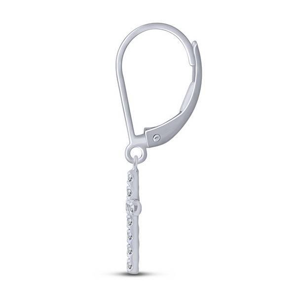 10k white gold 0.26 ctw Diamond Cross DROP Earrings