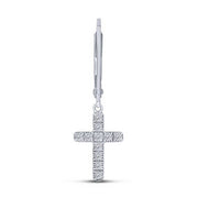 10k white gold 0.26 ctw Diamond Cross DROP Earrings