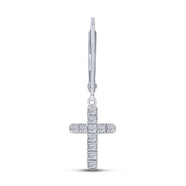 10k white gold 0.26 ctw Diamond Cross DROP Earrings