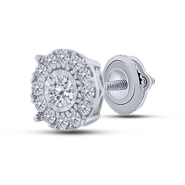 10K White Gold 0.25 ctw Diamond Round Stud Earrings