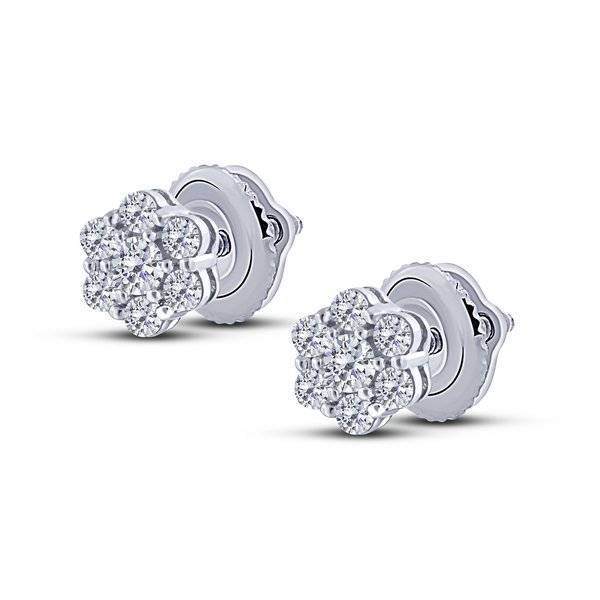14K White Gold 0.33 ctw Diamond Flower Earrings