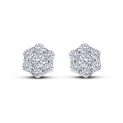 14k white gold 0.33 ctw Diamond Fashion Flower Stud Earrings