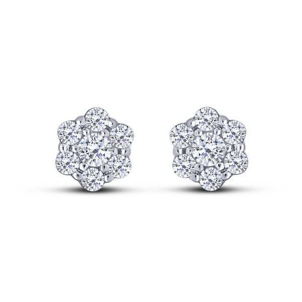 14k white gold 0.33 ctw Diamond Fashion Flower Stud Earrings