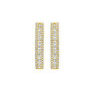 14K Yellow Gold 3.00 CTW Round Diamond Hoop Earrings