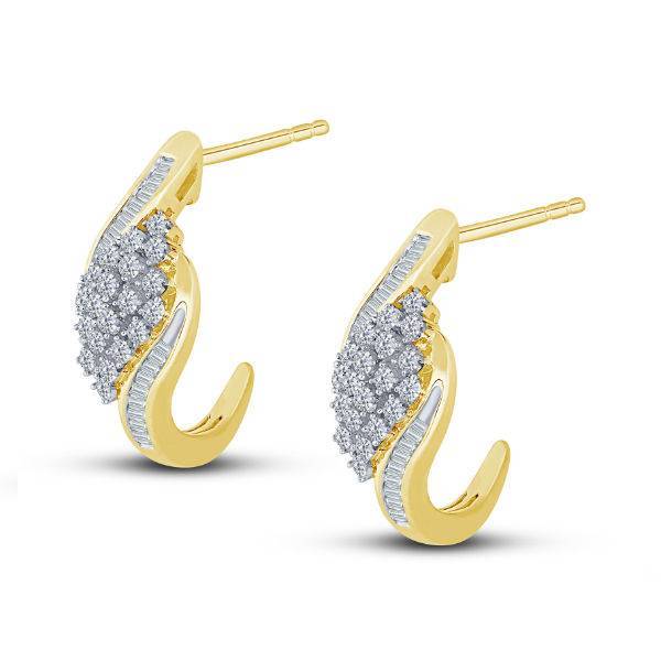 14K Yellow Gold 1.00 ctw Baguette Earrings