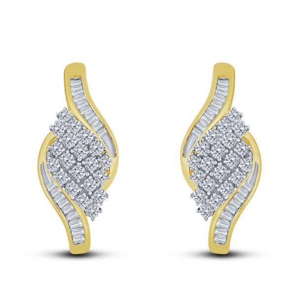 14K Yellow Gold 1.00 CTW Baguette Earrings