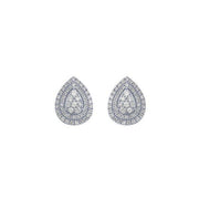 10k white gold 0.50 ctw Diamond Cluster Pear Earrings