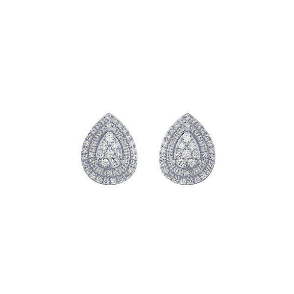 10k white gold 0.50 ctw Diamond Cluster Pear Earrings