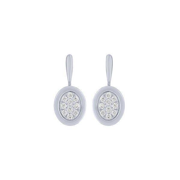 10k white gold 0.50 ctw Diamond Fashion Oval Earrings