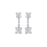 14k white gold 1.00 ctw Diamond Dangling Butterfly Earrings