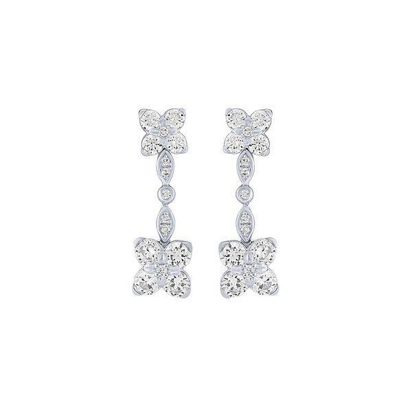 14k white gold 1.00 ctw Diamond Dangling Butterfly Earrings