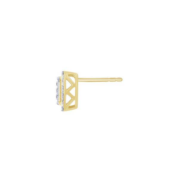 10k Two Tone 0.15 ctw Diamond Cushion Stud Earrings