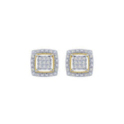 10k Two Tone 0.15 ctw Diamond Cushion Stud Earrings