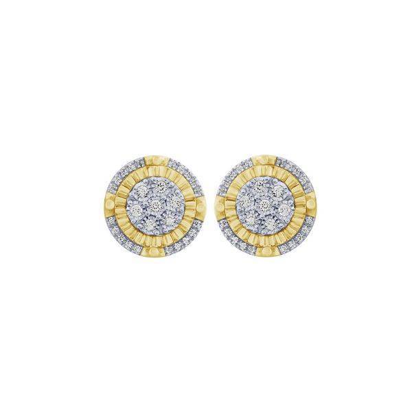 10K Two Tone 0.33 CTW Round Diamond Stud Earrings