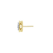 10K Yellow GOLD 0.25 CTW Round Diamond Flower Stud Earrings