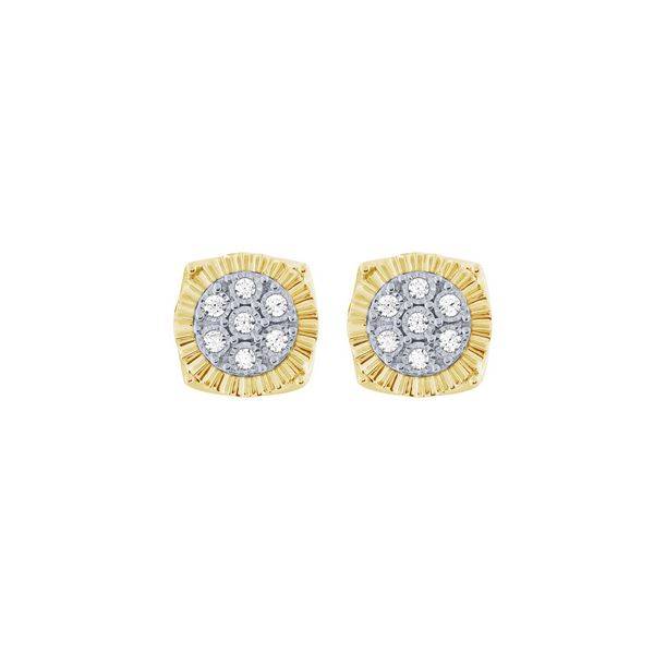 10K Yellow GOLD 0.25 CTW Round Diamond Flower Stud Earrings