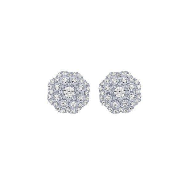 10k white gold 0.50 ctw Diamond Illusion Flower Stud Earrings