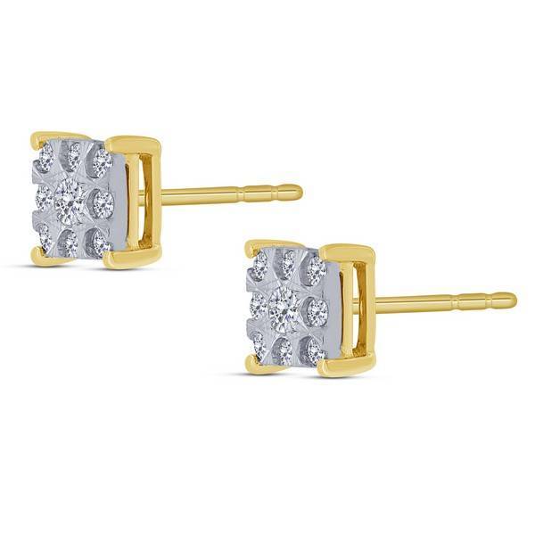 10K Two Tone 0.14 ctw Diamond Composite Stud Earrings