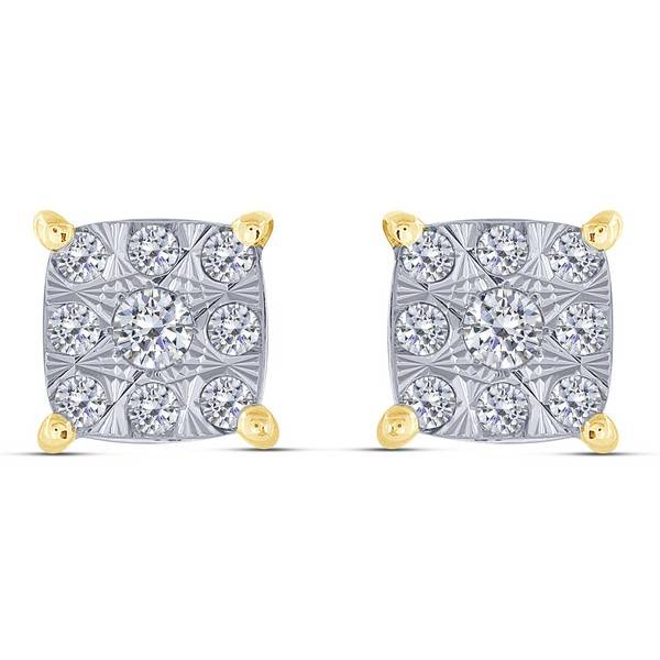 10K Two Tone 0.14 CTW Diamond Composite Stud Earrings