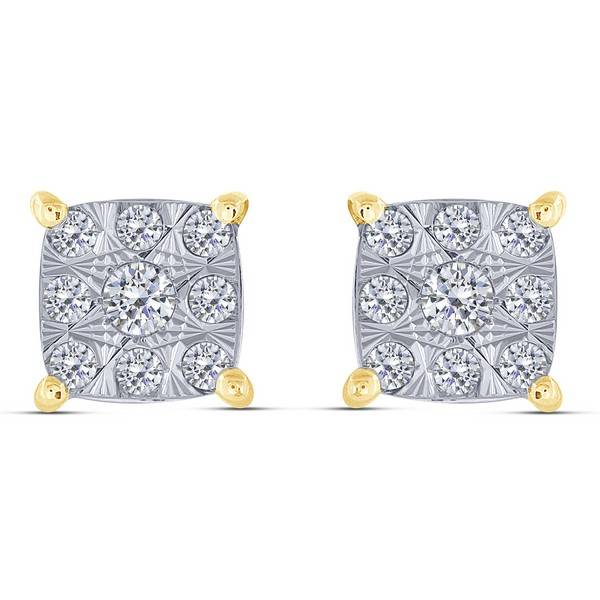 10K YELLOW GOLD 0.14 CTW Diamond Composite Stud Earrings