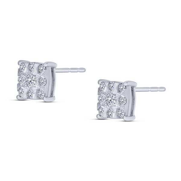 10K WHITE GOLD 0.25 CTW Square Stud Earrings