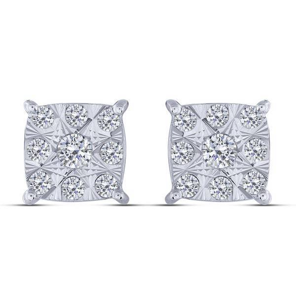 10K WHITE GOLD 0.25 CTW Square Stud Earrings