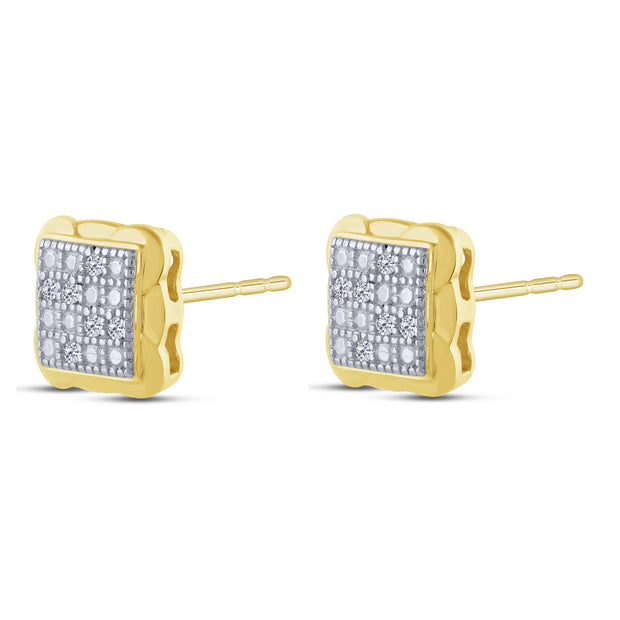 10K YELLOW GOLD 0.05 CTW Diamond Fashion Stud Earrings