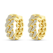 10K YELLOW GOLD 0.75 CTW Diamond Hoop Earrings