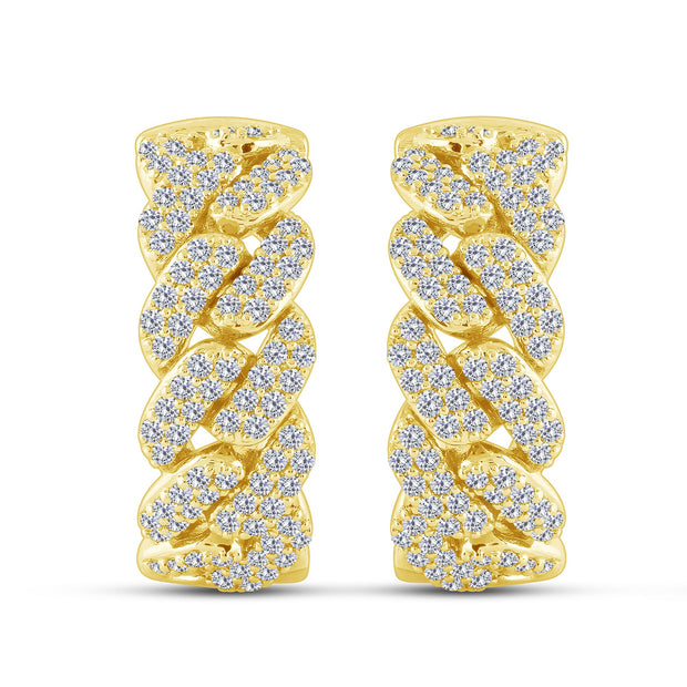 10K YELLOW GOLD 0.75 CTW Diamond Hoop Earrings