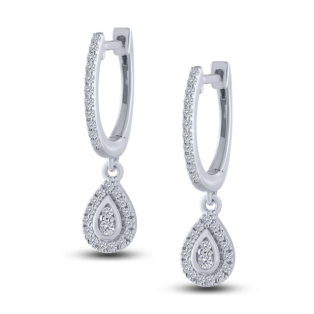 14K White Gold Earring 0.25 ctw Diamond Dangle Earrings