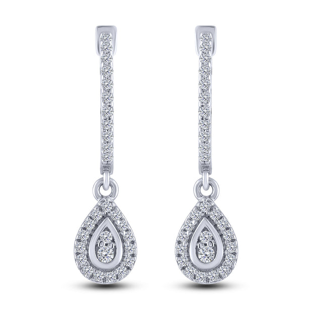 14K White Gold Earring 0.25 ctw Diamond Dangle Earrings