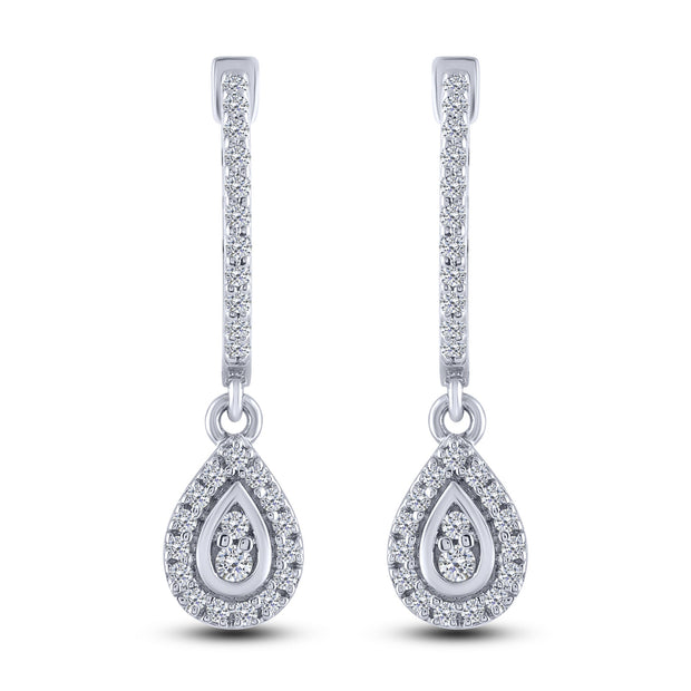 14K White Gold Earring 0.25 ctw Diamond Dangle Earrings