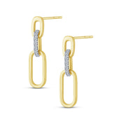 14K Yellow Gold 0.16 CTW Diamond Paperclip Dangle Earring