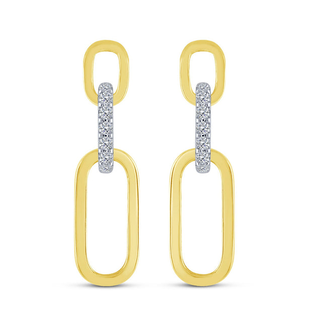 14K Yellow Gold 0.16 CTW Diamond Paperclip Dangle Earring