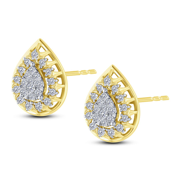 14K Yellow Gold Earring  0.39 ctw Seagull Prong Earrings