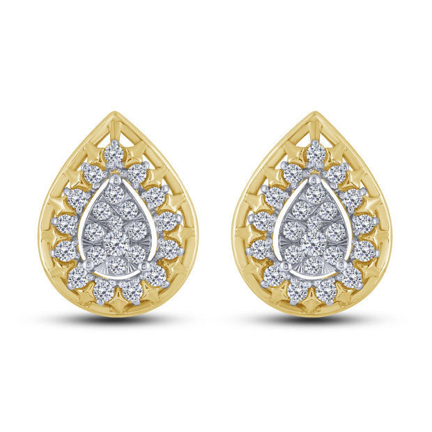 14K Yellow Gold Earring  0.39 ctw Seagull Prong Earrings