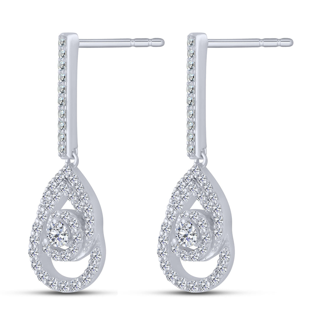 Silver 925 Diamond Dangle Earrings
