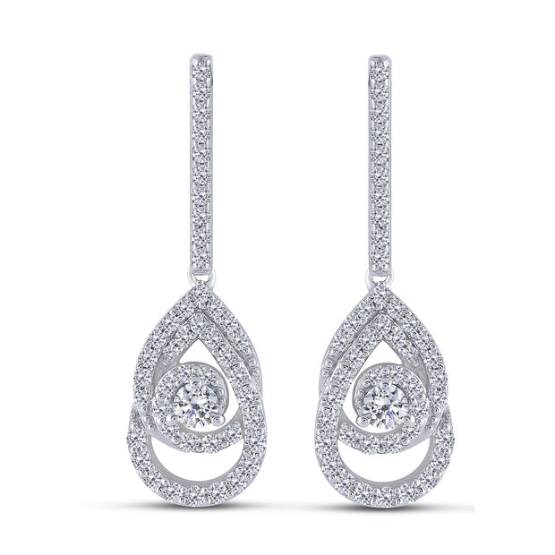 925 SILVER Diamond Dangle Earrings