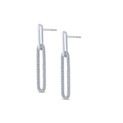 14K WHITE GOLD 0.40 CTW Diamond PaperClip Earrings