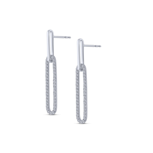 14K WHITE GOLD 0.40 CTW Diamond PaperClip Earrings