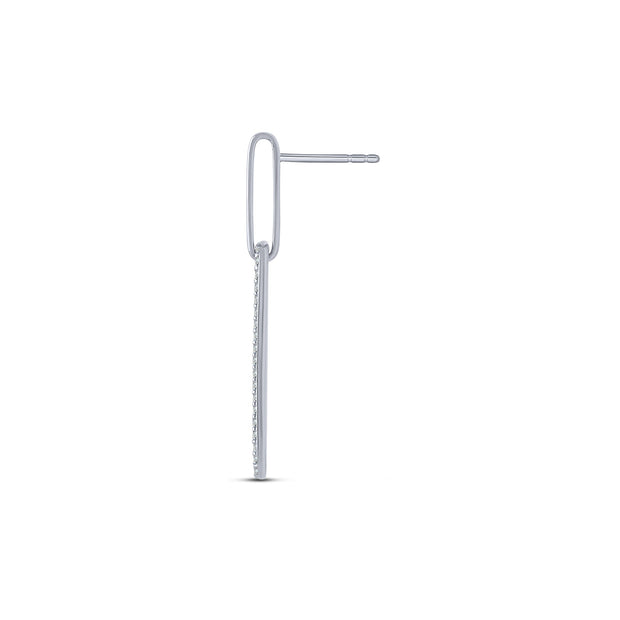 14K WHITE GOLD 0.40 CTW Diamond PaperClip Earrings