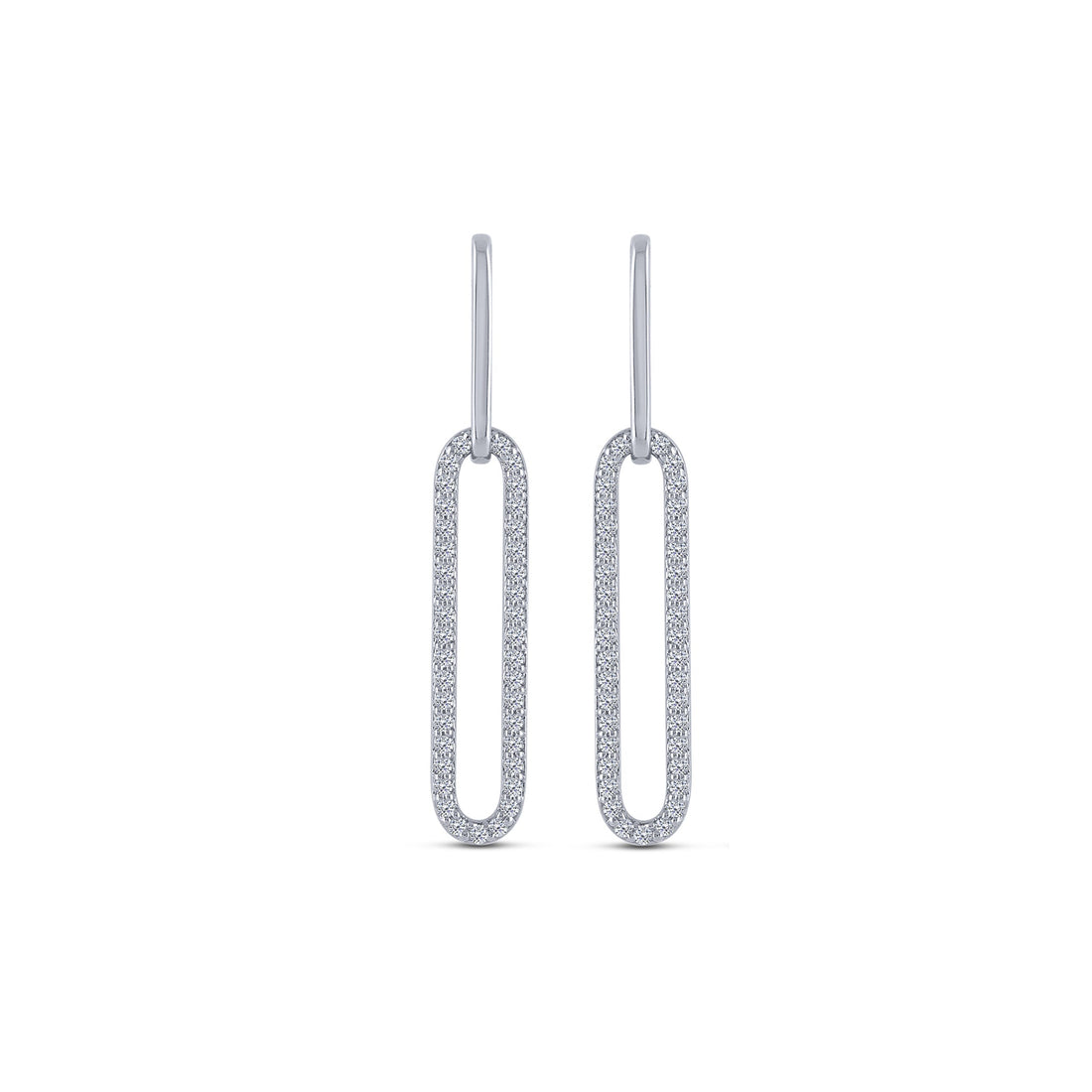 14K White Gold 0.40 ctw Diamond Paperclip Earrings