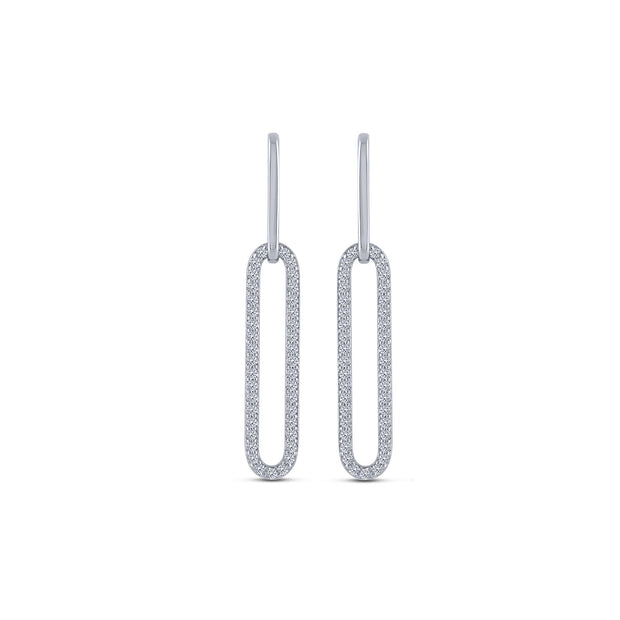 14K WHITE GOLD 0.40 CTW Diamond PaperClip Earrings
