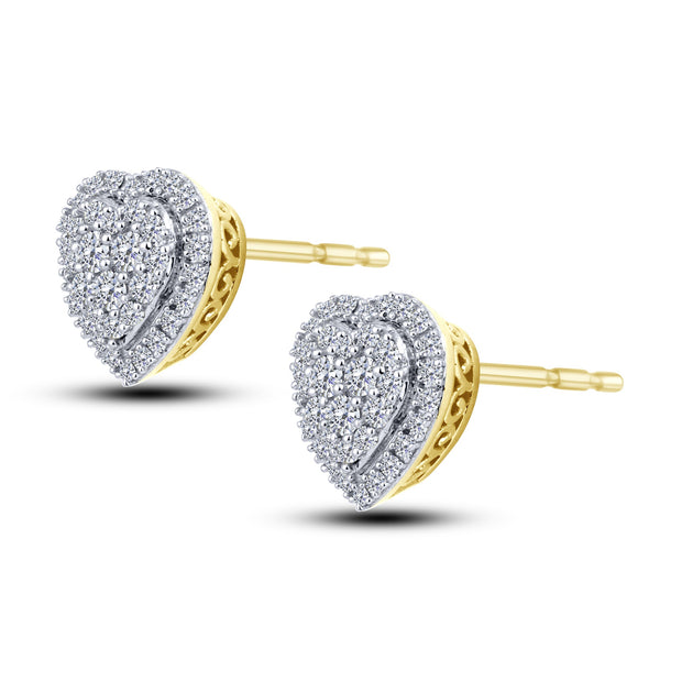 14K Yellow Gold 0.50 ctw Heart Earrings