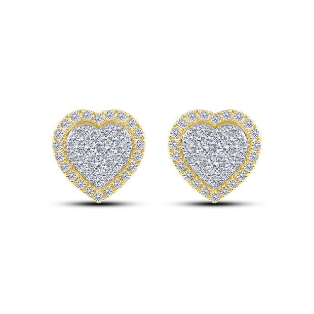 14K Yellow Gold 0.50 ctw Heart Earrings