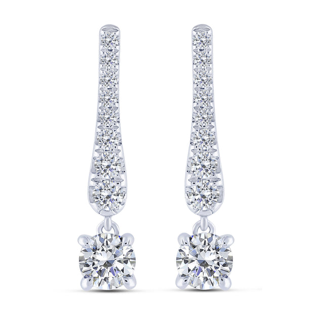 14K WHITE GOLD 0.33 CTW Diamond Drop Earrings