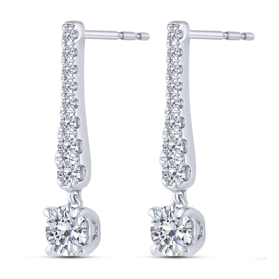 14K White Gold 0.33 ctw Diamond Drop Earrings