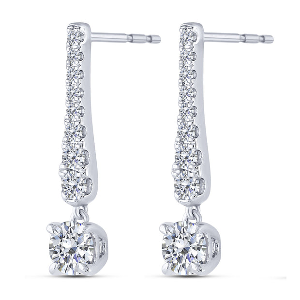 14K WHITE GOLD 0.33 CTW Diamond Drop Earrings